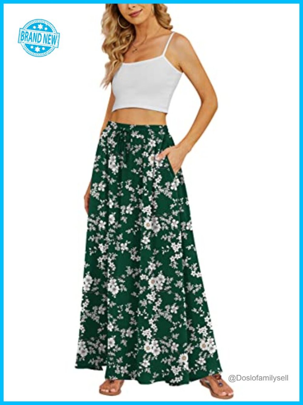 Flowy Chiffon Maxi Skirt High Waist Pleated with Pockets Lightweight
